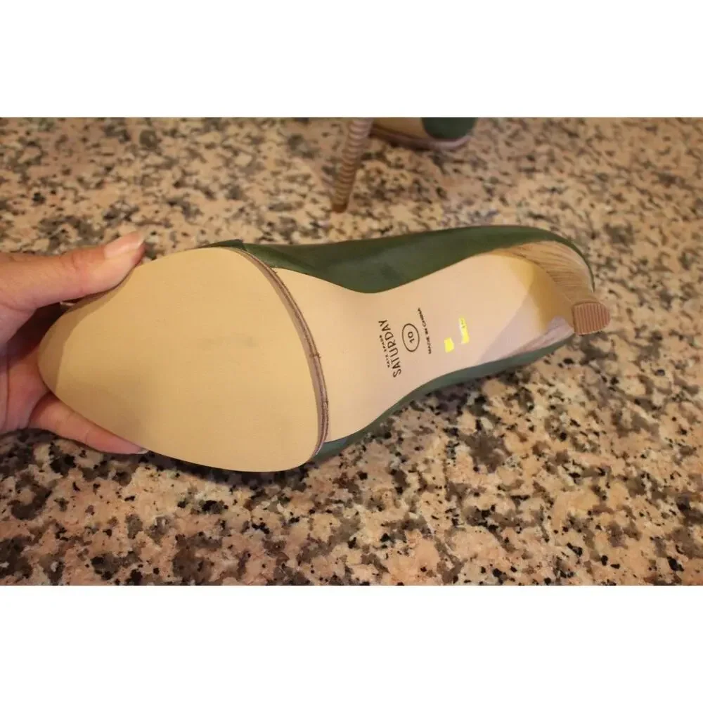 nwob Kate Spade SATURDAY Python Leather green Kitten Heels w SIZE 10 (taco900